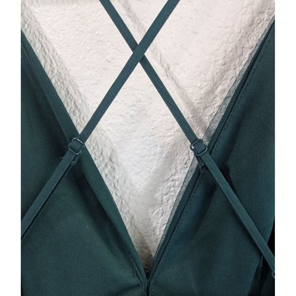 Lulus Rare Beauty Green Tulle Backless Full Length Size Large Adjustable Straps - Picture 10 of 10